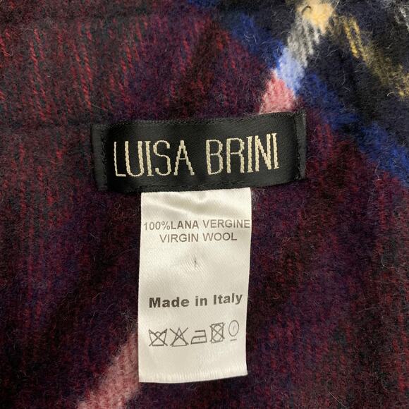 Luisa Brini Wool Plaid Fringe Poncho - Picture 3 of 9